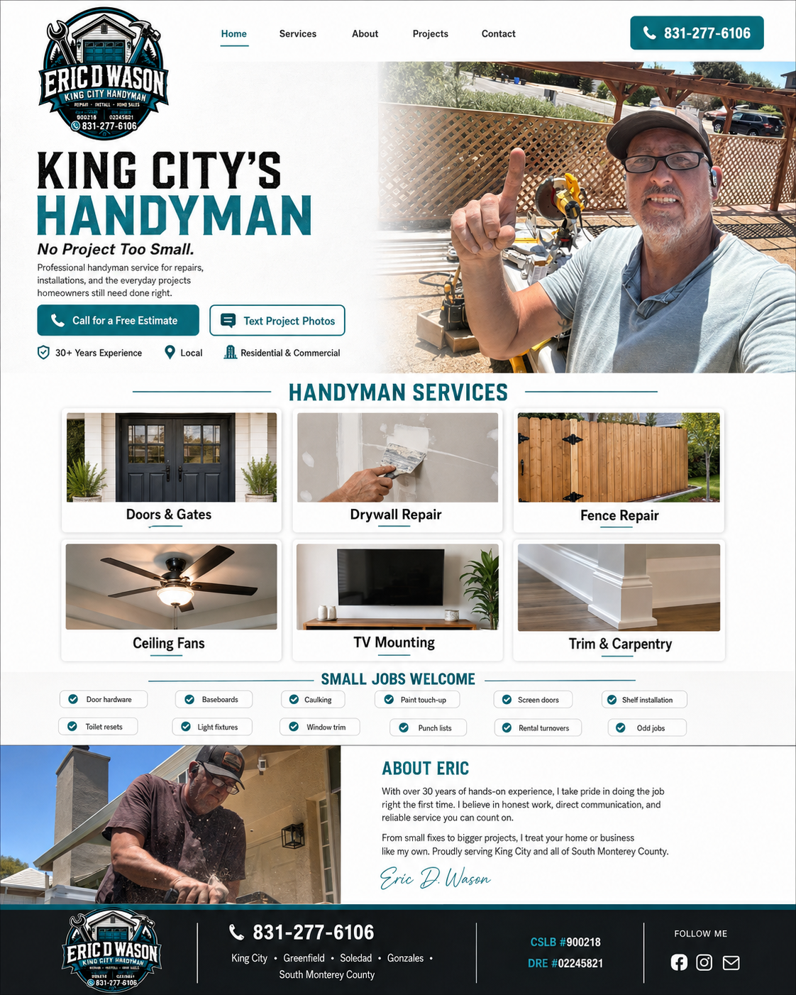 Eric D Wason King City Handyman website